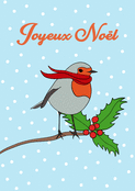 Rouge-gorge joyeux sous la neige festive